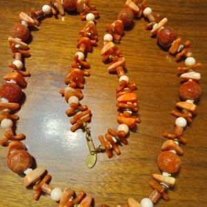 Miriam Haskell Turquoise beaded necklace.  Signed by her twice.